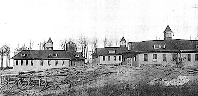 Dairy Barns under construction, 1904